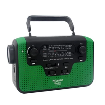 

Solar Hand Crank Radio FM/AM/SW TF Card Slot Music Bt Hands-free Call Solar LED Alert Flashlight Emergency Charger Light RD388