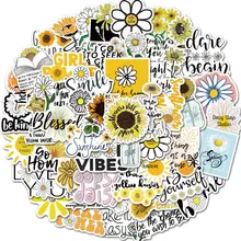 

10/30/50pcs Daisy Motivational Phrases Stickers Aesthetic DIY Scrapbooking Water Bottle Laptop Cartoon Decal Sticker for Kid