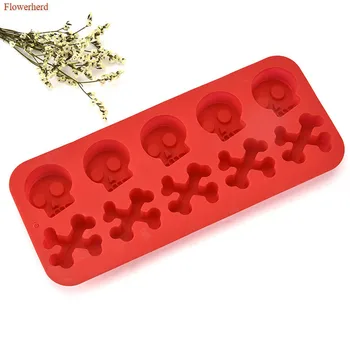 

Halloween Bone Skull Skeleton Fondant Cake Silicone Mold 10 Cavities Halloween Supply Cake Skulls Mold DIY Chocolate Mould