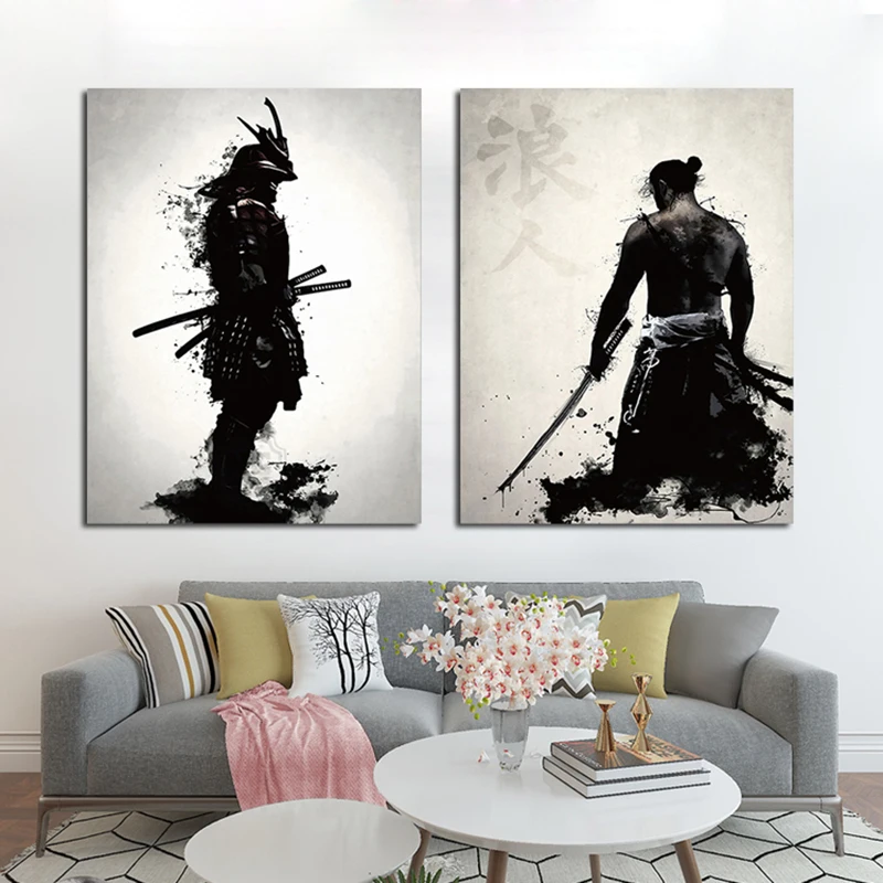 Japanese Samurai Graffiti Art Poster Painting Printed On Canvas Home Decor Cuadros For Living Room Wall Posters | Дом и сад