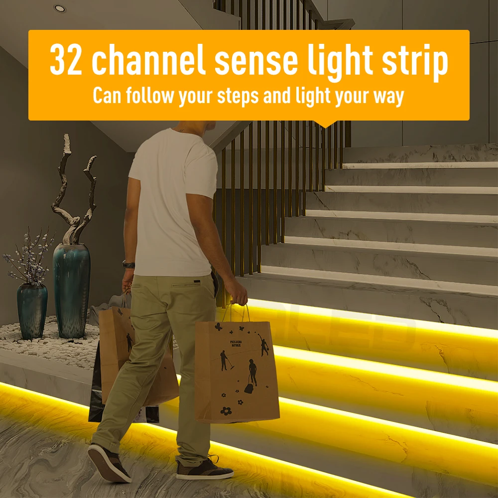 Stair LED Motion Sensor Light Strip 32 Channel Dimming Light Indoor Motion Night 
