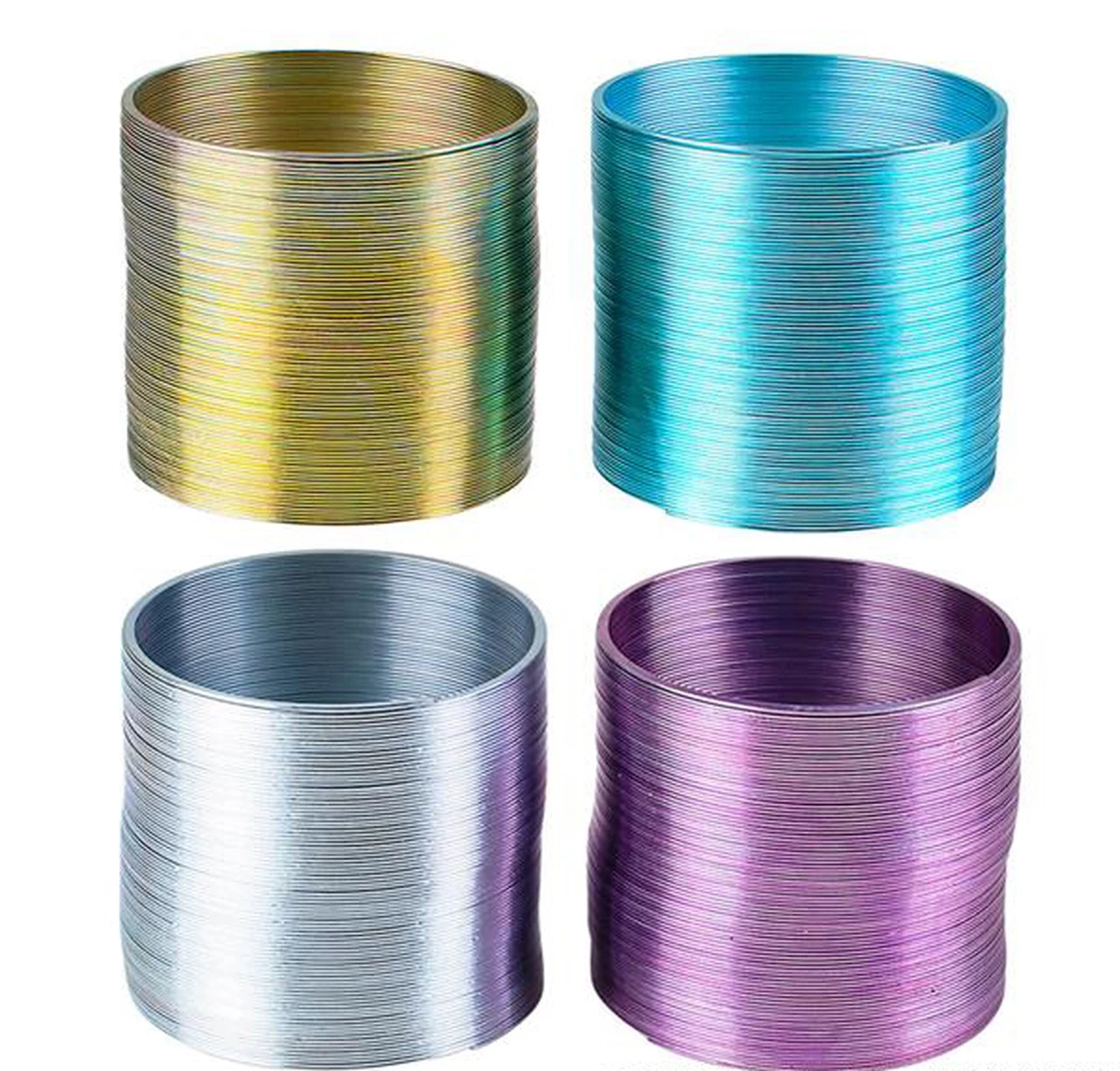 Funny Metal Rainbow Slinkys bobina color metallo nostalgico vai giù per le scale a piedi Magic Spring