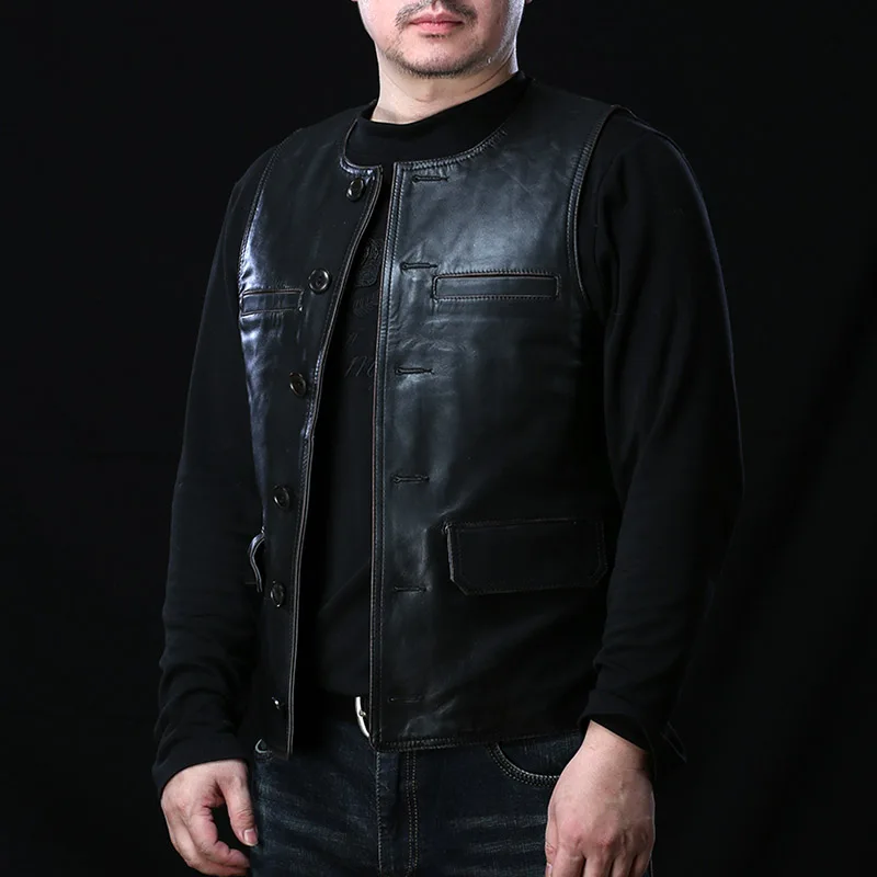 ZMP1 Super Offer! Read Description! Asian Size Quality Horsehide Waistcoat Men's Horse Leather Vest | Мужская одежда