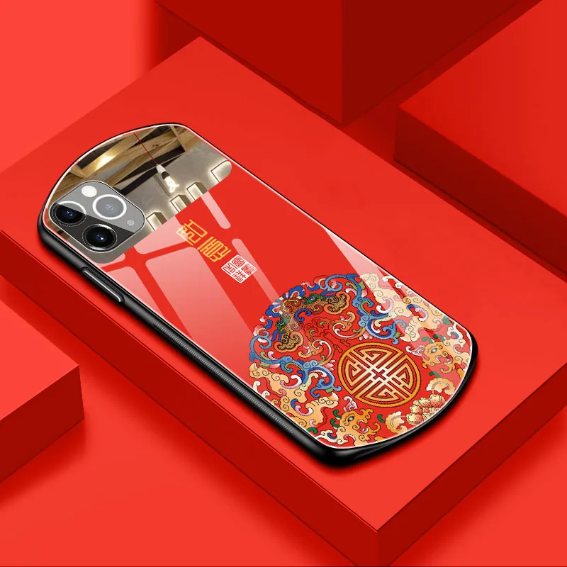 Зеркальный чехол из закаленного стекла в китайском стиле для iPhone 12 11 Pro MAX XSMAX XS XR X 7