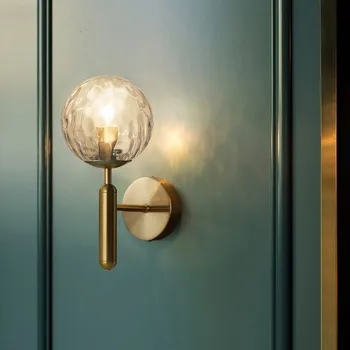 

Modern Glass Wall Lamp Bedroom Bedside sconce round ball Mirror LED wall light Nordic kitchen living home lighting fixtures