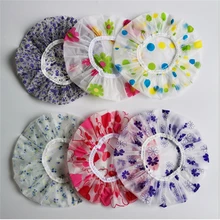 Цветочный принт, водонепроницаемая шапочка для душа для женщин, высокая эластичная шапочка для ванной, Resuable, купальные шапки для волос, разные цвета, Прямая