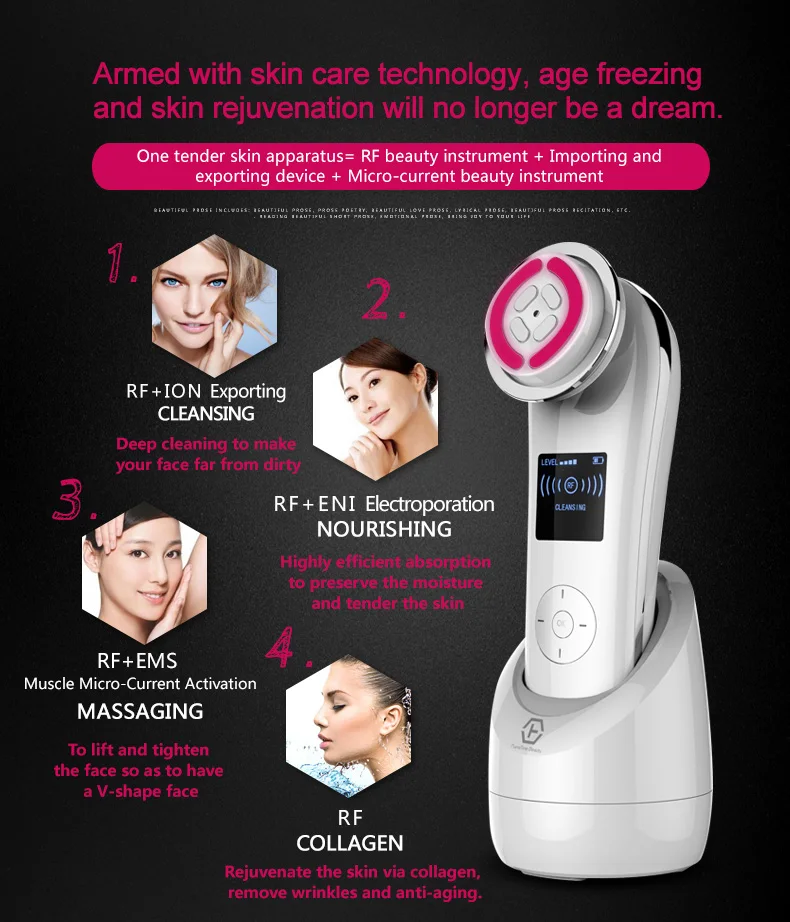 Nanotime Multi-function Beauty Machine Frequency Skin Rejuvenation EMS Device Firming& Lifting Wrinkle Remover Instrument RF