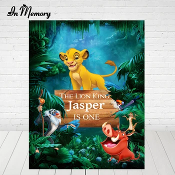 

InMemory Forest Cartoon Lion King Photography Backdrop For Photo Studio Boys 1st Birthday Party Backgrounds Custom Banner