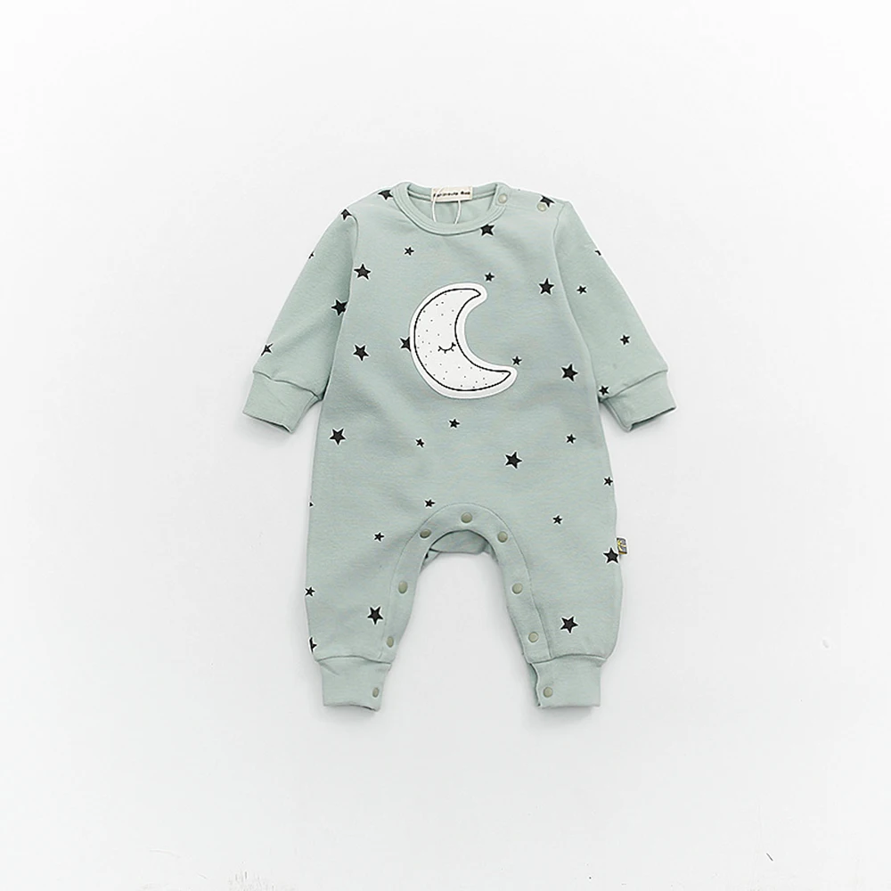 Baby Girls Long Sleeve Warm Romper Jumpsuit Playsuit Moon Outfits Baby Princess One Piece Cute Infant Girl Rompers Baby Clothing