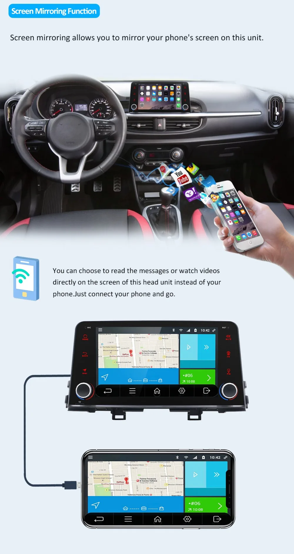 Top Bosion Android 9.0 Octa Core car DVD GPS Fit KIA PICANTO MORNING 2017 2018 2019 Car Player Navigation GPS Radio 5