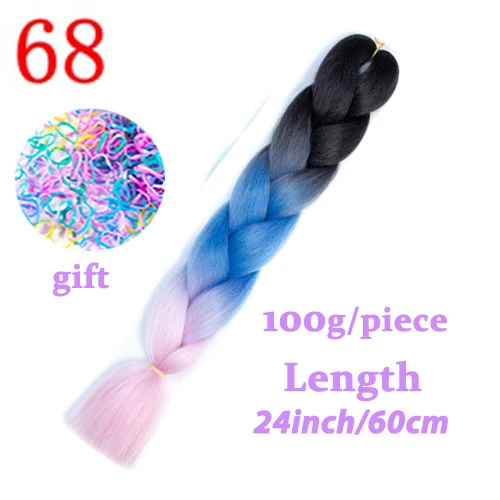 LISI волосы 24 дюйм плетение волос для наращивания Jumbo вязание крючком косы синтетические волосы стиль 100 г/шт. чистый блонд розовый зеленый - Цвет: Омбре