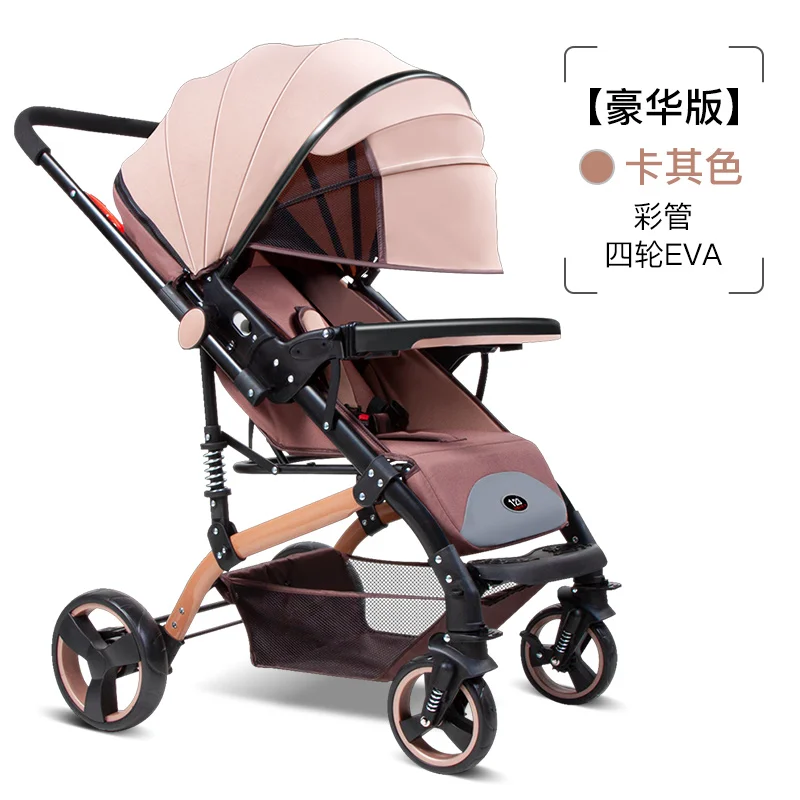 Adjustable Luxury Baby Stroller 3 in 1 Portable High Landscape Reversible Stroller Hot Mom Pink Stroller Travel Pram Pushchair - Цвет: 7