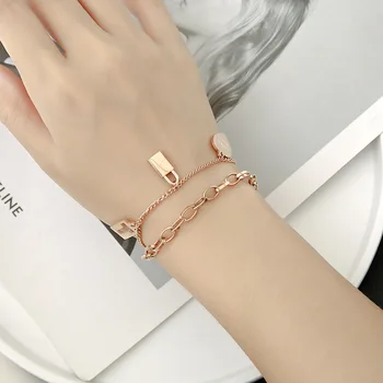 

Simple Summer New Style Plating 18k Rose Gold Hollow out Lock Head Bracelets Online Celebrity Style Ornament