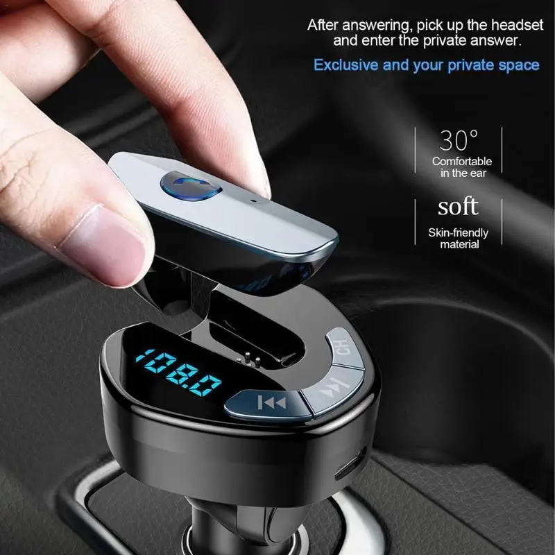 VODOOL Bluetooth 5,0 автомобильный комплект fm-передатчик громкой связи вызов с наушниками двойной USB Автомобильное зарядное устройство для телефона стерео Авто аудио mp3-плеер