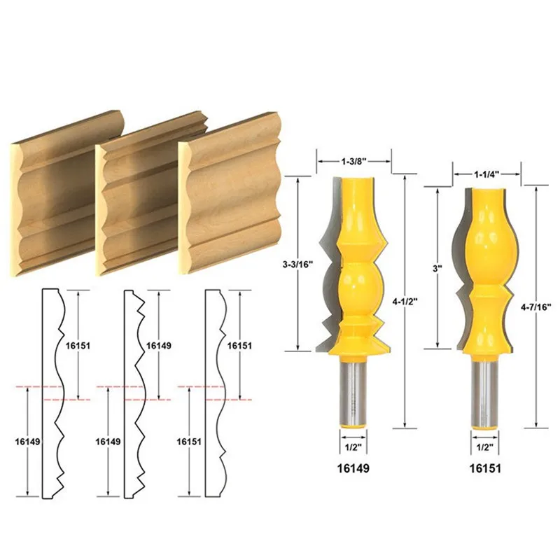 

Crown Handrail Milling Cutter Router Bit Set CNC Line Knife Wood Cutter Tenon Cutter For Woodworking Tools