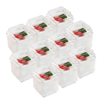 

10pcs Transparent Plastic Mousse Cup Square Container for Jelly Yogurt Dessert (with Cover)