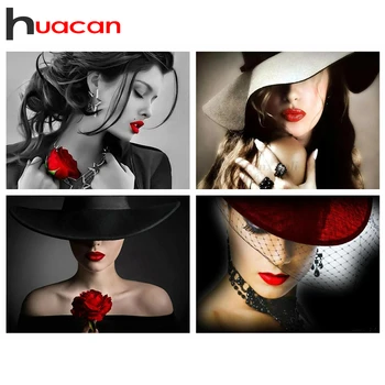 

Huacan DIY Diamond Painting 5d Woman Full Square Diamond Embroidery Cross Stitch Portrait Handicraft Art Wall Decoration