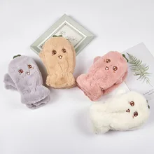 Cute Plush Winter Baby Gloves Kids Boys Girls Gloves Thick Warm Rope Full Finger Mittens Fashion Soft Children Gloves 5-8T