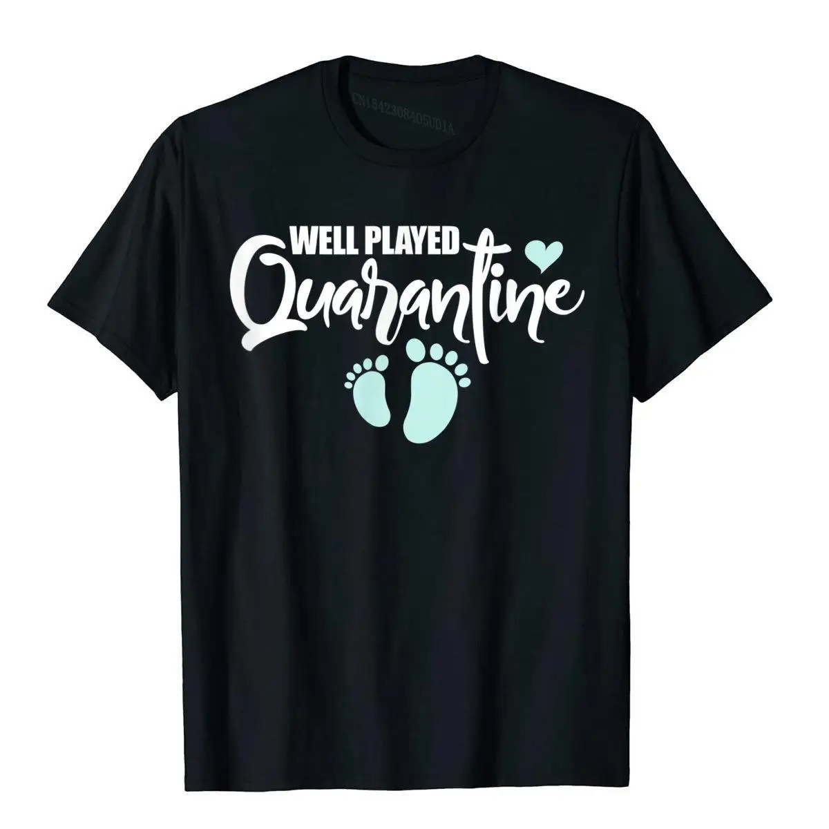 Quarantine Pregnancy Announcement Funny Mom Dad to be T-Shirt__B8672black