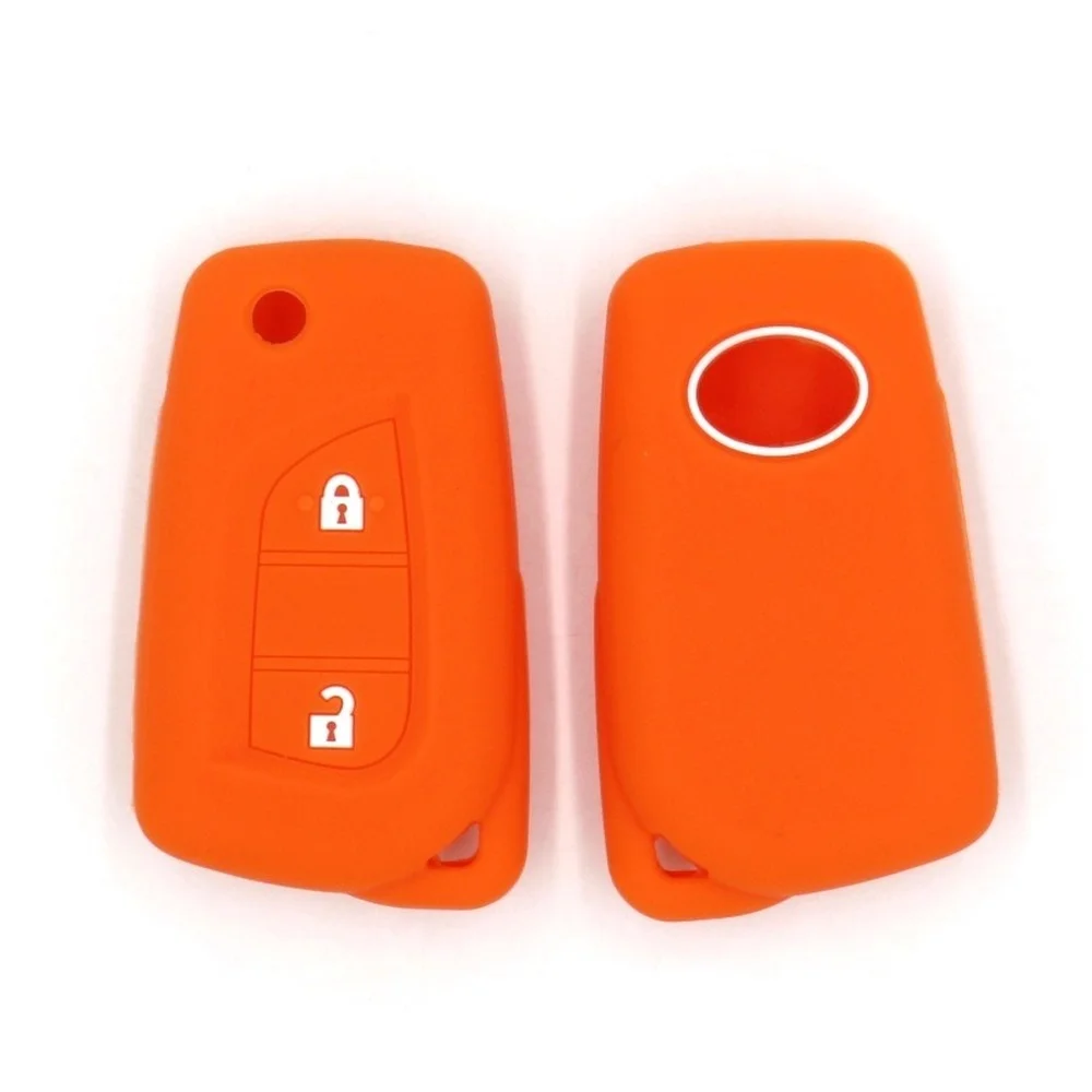 Silicone Key Case Cover for Toyota Yaris Rav 4 2016 2017 for PEUGEOT 108 2 Buttons Remote Key Holder Car Keychain Case