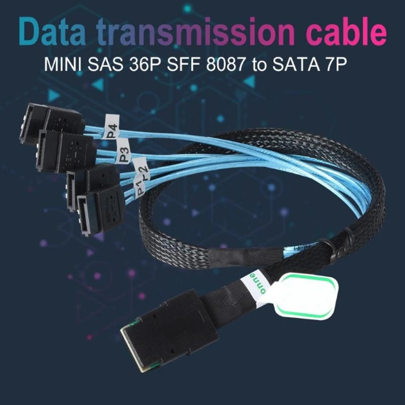 

0.5m/1m Mini SFF-8087 to 4 SATA Cable Mini SFF8087 36P To 4 SATA 7P Cable 12Gbps Hard Drive Data