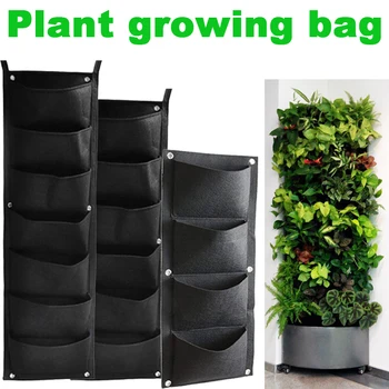 

4/6/7 Pocket Planting Bag Garden Hanging Wall Vertical Gardening Planting Bag Wall Flower Decoration Decorative Bag