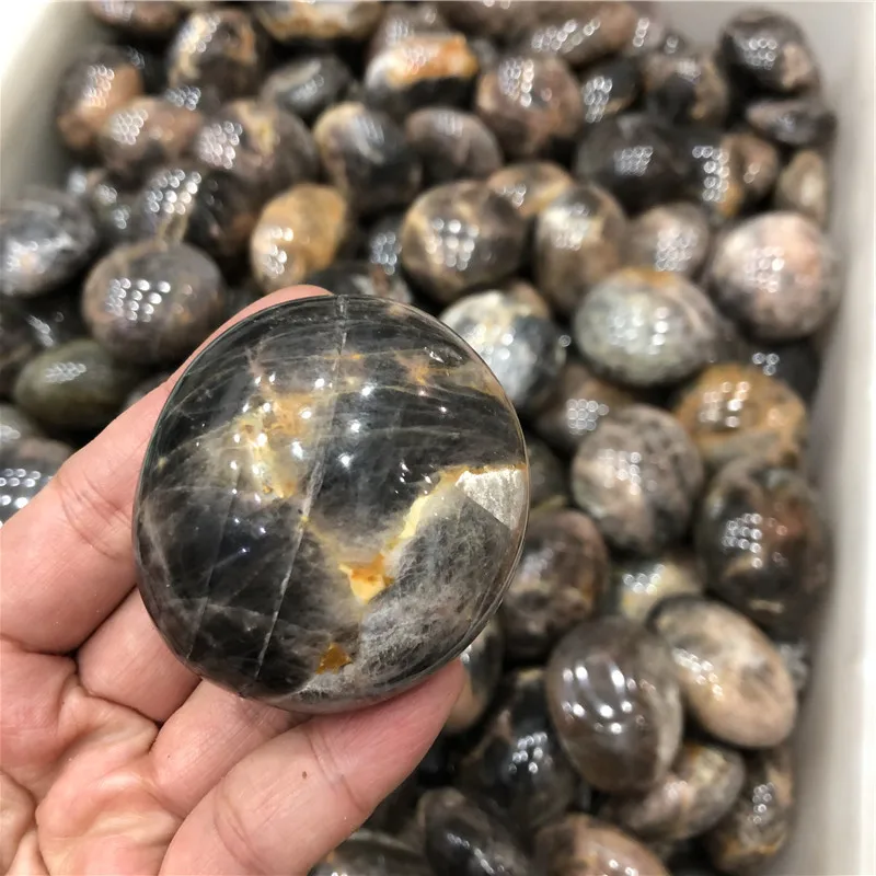 

1 Piece Wholesale High Quality Natural Black Moonstone Palm Stone Tumbled Stones crystal healing Reiki