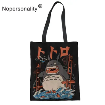 

Nopersonality My Neighbor Totoro Shoulder Bag for Women Canvas Handbags Cartoon Casual Ladies College Girls Shopping Tote Bags