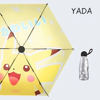 

YADA INS Cartoon Anime 6 bones Light Mini Small Umbrellas Rainy Five Pocket Folding Umbrella For Women Men UV Umbrella YD200092