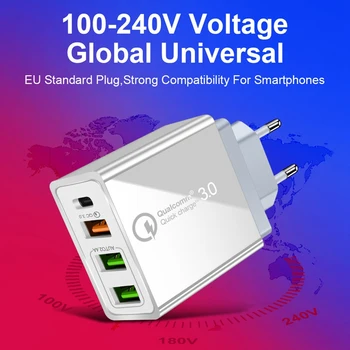 

36W USB Quick Charge 3.0 PD Type C USB Charger Adapter for Samsung iPhone Huawei Tablet QC 3.0 Fast Wall Charger EU Plug