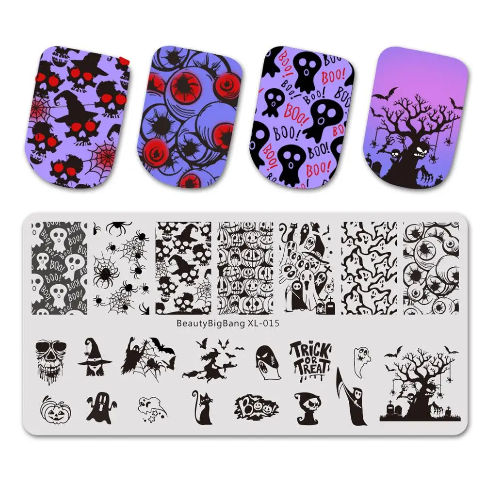  Beautybigbang Nail Stamping Plates Stainless Steel Strip Skull Flower Image Stamp Nail Art Carimbo 