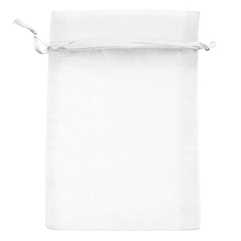 Sacos De Cordão De Organza Branco, Bolsas De Casamento, Saco De Presente De Natal, Embalagem De Jóias Nice, 100Pcs por Lote, 10x13cm