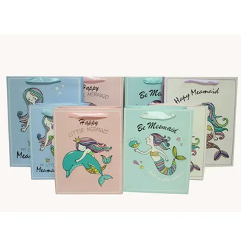 

CHENN12 Pack Mermaid Gift Bags Goodie Bag Glitter Treat Paper Bags for Kids Girls Mermaid Themed Birthday Party