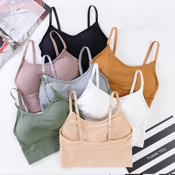 

Women Sexy Tube Top Seamless Sports Streetwear Vest Active Shockproof Crop Tops Removable Pad Comfort Wireless Underwear #F
