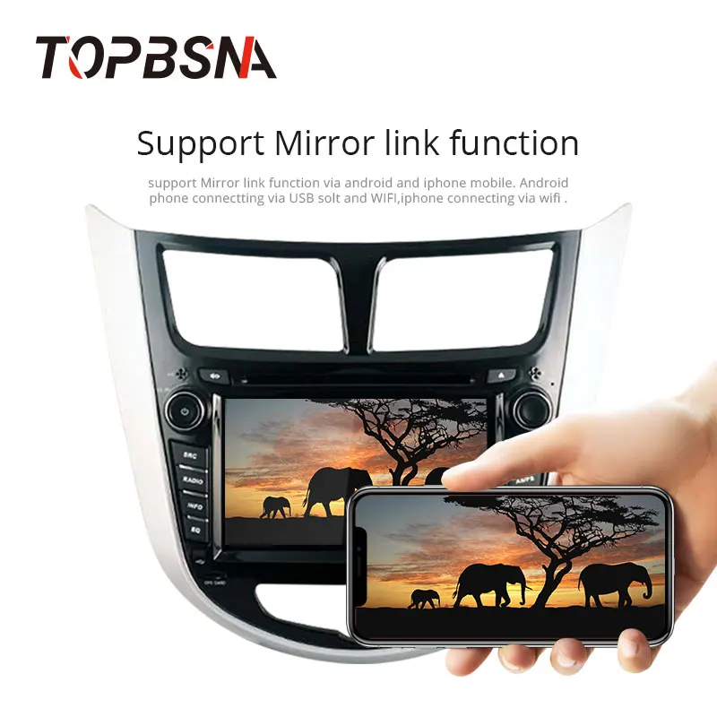 Perfect TOPBSNA Android 9.0 Car Multimedia Player For Hyundai Solaris accent Verna i25 2011-2012 WIFI Stereo 2 Din Car Radio headunit AM 3
