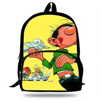 

16inch Gaston Lagffe Print Kids Backpack School Bag For Teenage Boys/Girls Shoulder Bags Children Laptop Backpack