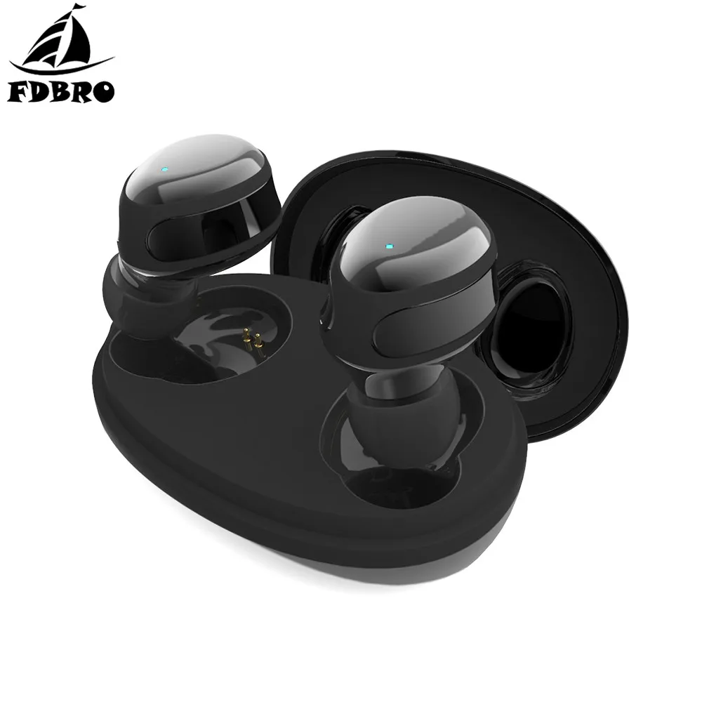 FDBRO 3D стерео Bluetooth V5.0 наушники Портативный наушники-вкладыши TWS с Беспроводной сенсорный вкладыши с зарядом Чехол спортивные бас гарнитура Авто Мощность ВКЛ/ВЫКЛ