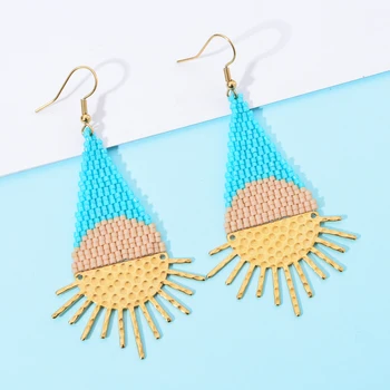 

ZMZY Boho Geometric MIYUKI Beaded Drop Earrings Women Dangle Earring Handmade Female Ear Hook Wedding Party Gift Jewelry