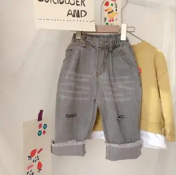 

2020 new arrival girls boys denim holes pants spring fashion kids jean pants 3-8t HJ425