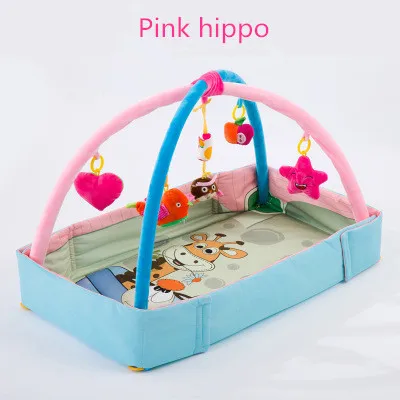 Многофункциональный игровой коврик для новорожденных, игровое одеяло, обучающее одеяло, игрушка для занятий в тренажерном зале, портативная детская кроватка, Детский напольный коврик - Color: pink hippo
