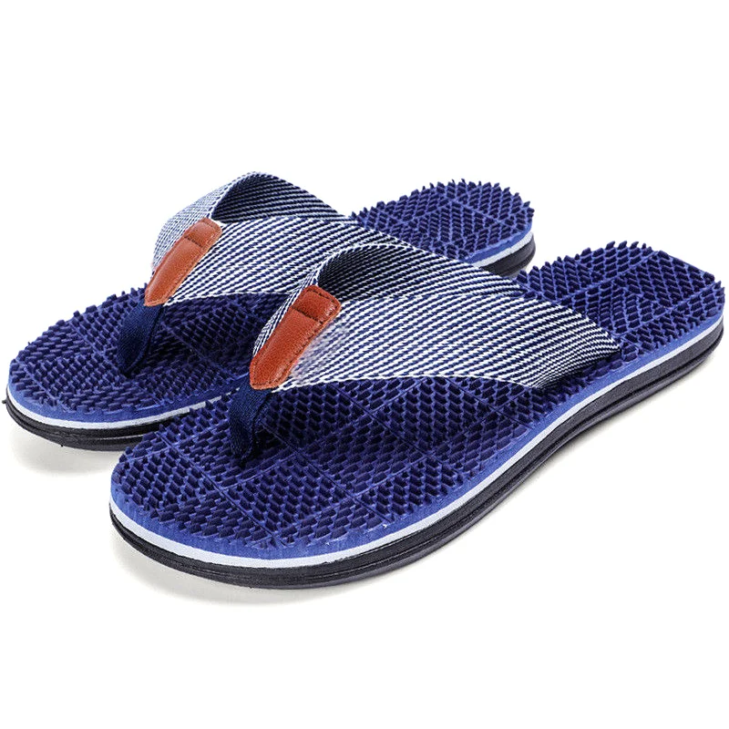 

Men Flip Flops Massage Slippers Sandals Textile Strap Anti-slip Shoes for Summer Beach WF 668