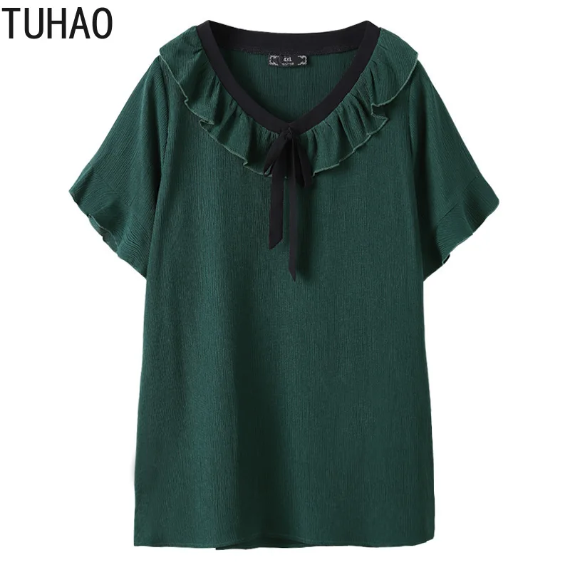 TUHAO, большой размер, 10XL, 9XL, 8XL, 7XL, Женский шифоновый топ, женская летняя офисная рубашка для отдыха, блузка с рукавом-бабочкой, WM20