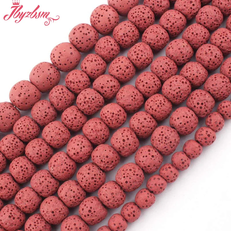 

Natural Red Lava Rock Smooth Round Beads 6/8/10/12mm Stone Beads Loose For DIY Necklace Bracelets Jewelry Making Strand 15"