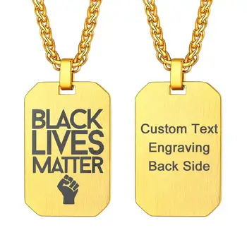 

U7 BLACK LIVES MATTER Necklace Gold Shield Soldier African American Protest Military Brand Stainless Steel Fist Necklaces P1036