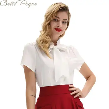 

Belle Poque New Women Tops And Blouses Bow Solid Chiffon Blouse Turn-down Shirt Female Office Work Wear Shirt 2020 Women Clothes