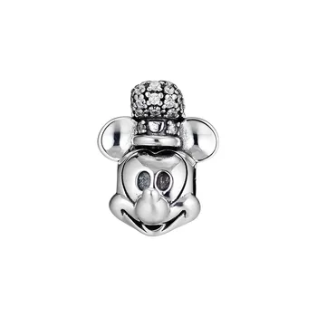 

Shimmering Steamboat Willie Portrait Charm Clear CZ DIY Beads for Beaded Bracelets Silver 925 Jewelry Beads for Jewelry Making