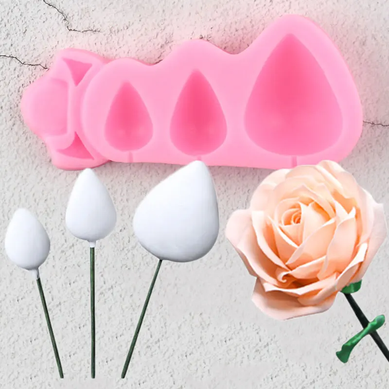 

Rose Cones Silicone Mould DIY Flower Making Polymer Clay Molds Fondant Cake Decorating Tools Candy Chocolate Gumpaste Moulds