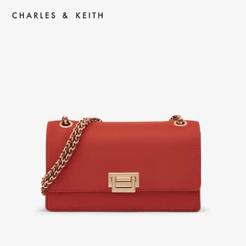 

CHARLES＆KEITH New Arrival for Spring 2020 CK2-20840180-5 Women's Shoulder Bag Metal Buckle Flip-open Chain