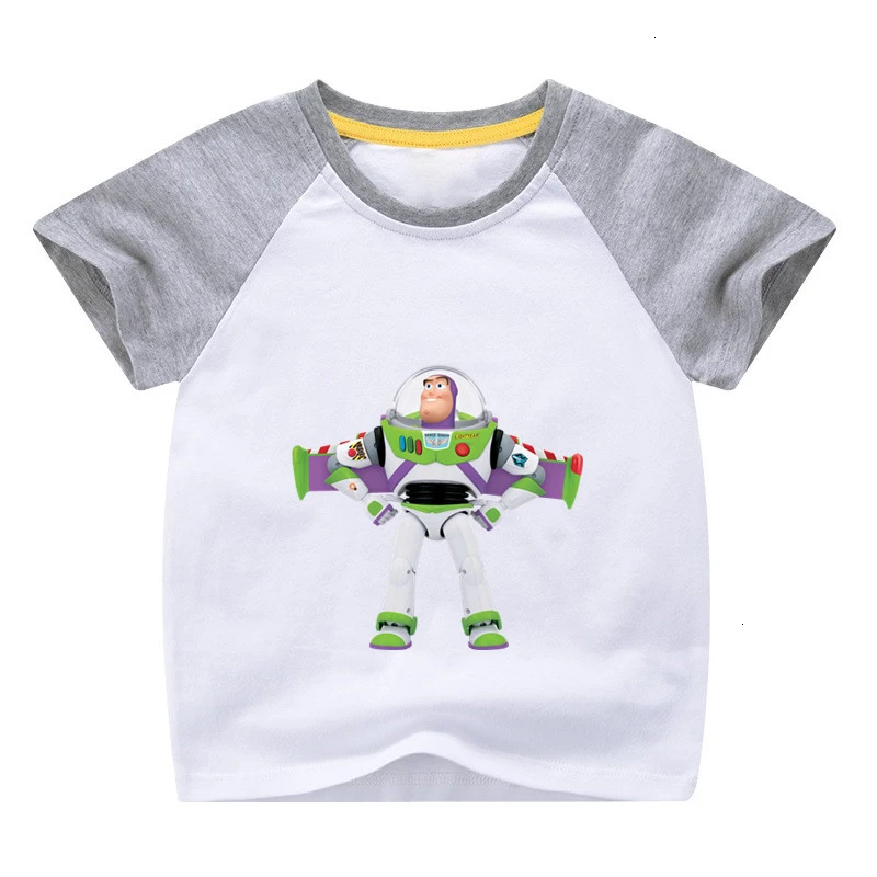 Летняя футболка для девочек Bing Buzz Lightyear, смешная комбинированная цветная футболка с круглым вырезом для детей, Детская футболка с героями мультфильмов одежда для малышей - Цвет: as picture