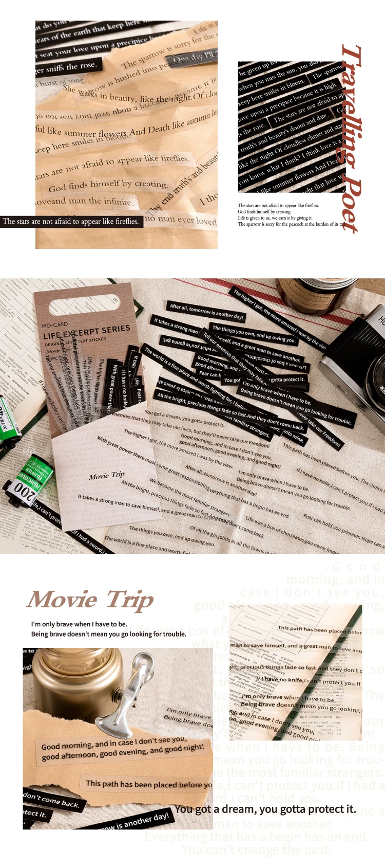 Mr.paper 8 Design Strip Sticker Pack Life Excerpt Series Scrapbook Planner Decoration Stationery Sticker